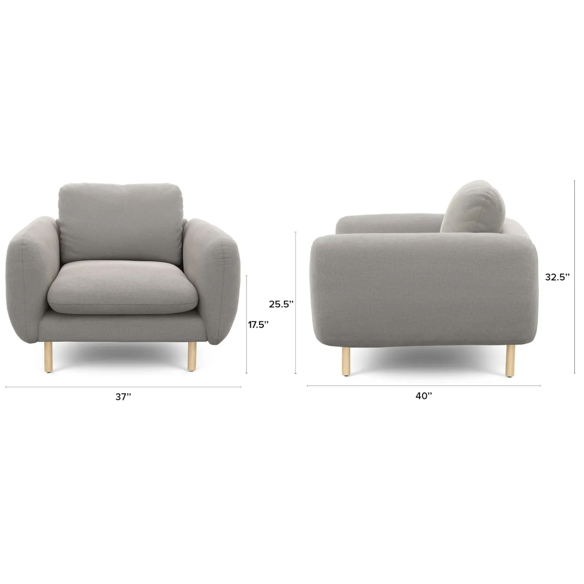 Sanders 37" Lounge Chair - Hestia Gray