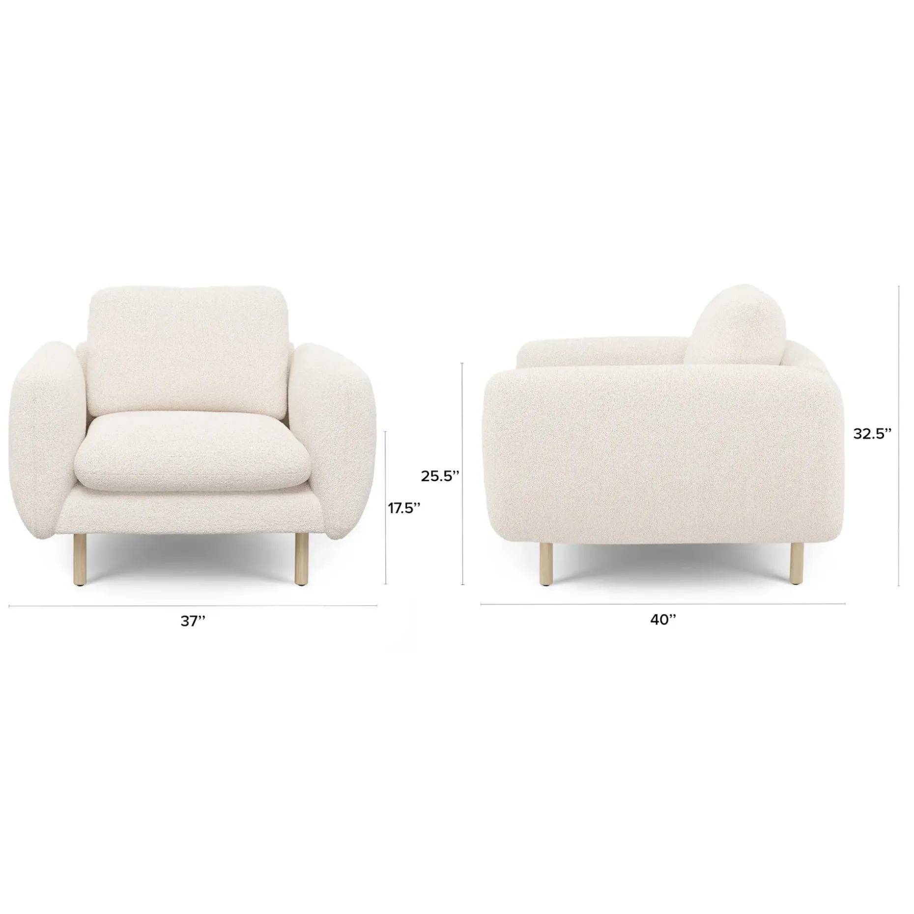 Sanders 37" Lounge Chair - Ivory Wool Bouclé