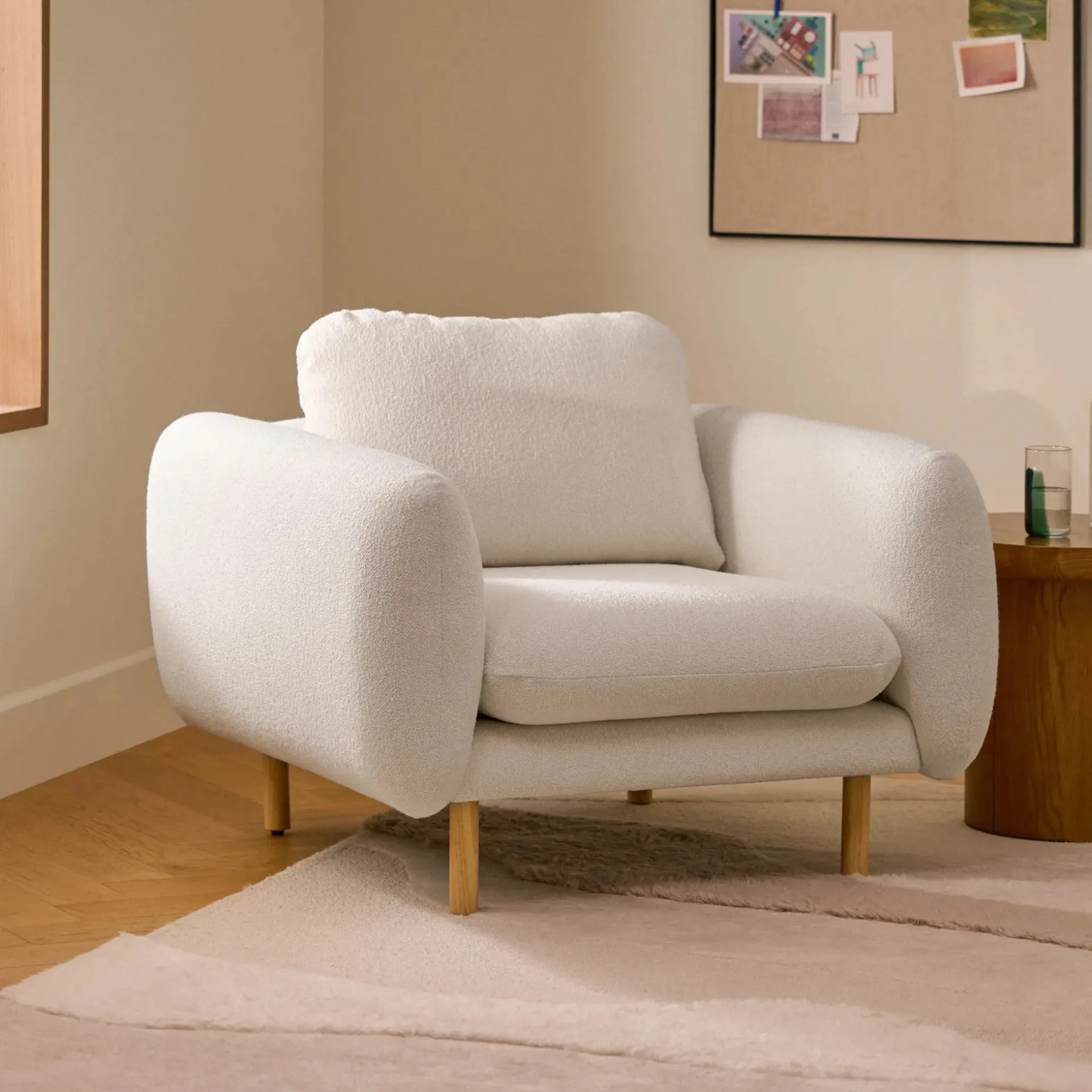 Sanders 37" Lounge Chair - Ivory Wool Bouclé