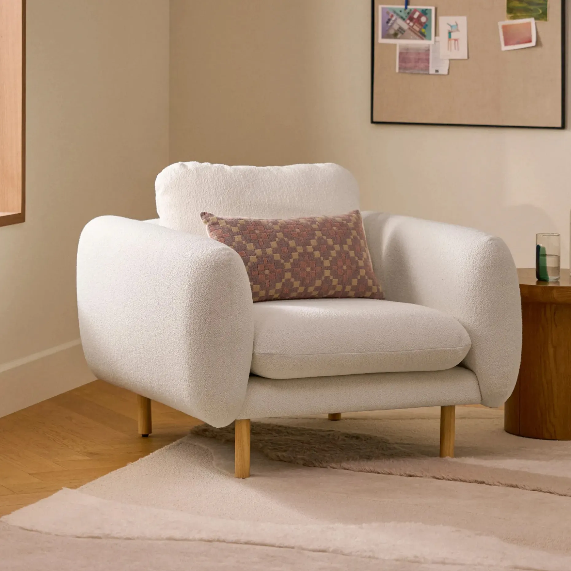 Sanders 37" Lounge Chair - Ivory Wool Bouclé