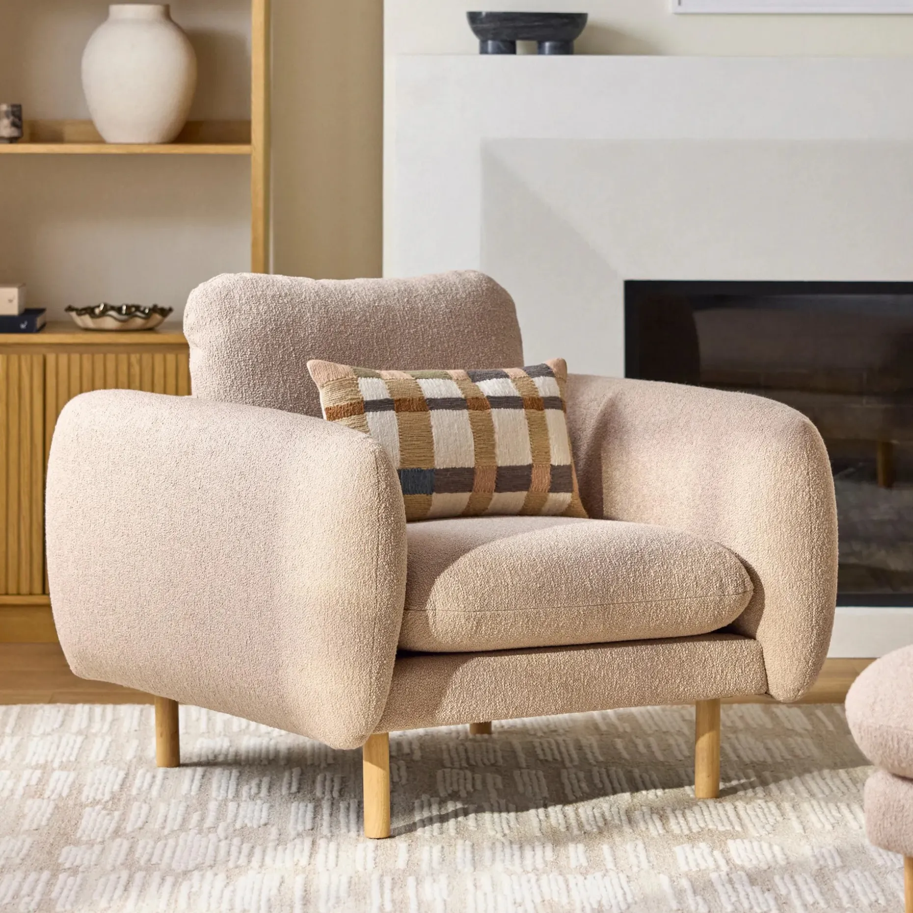 Sanders 37" Lounge Chair - Sandstone Wool Bouclé