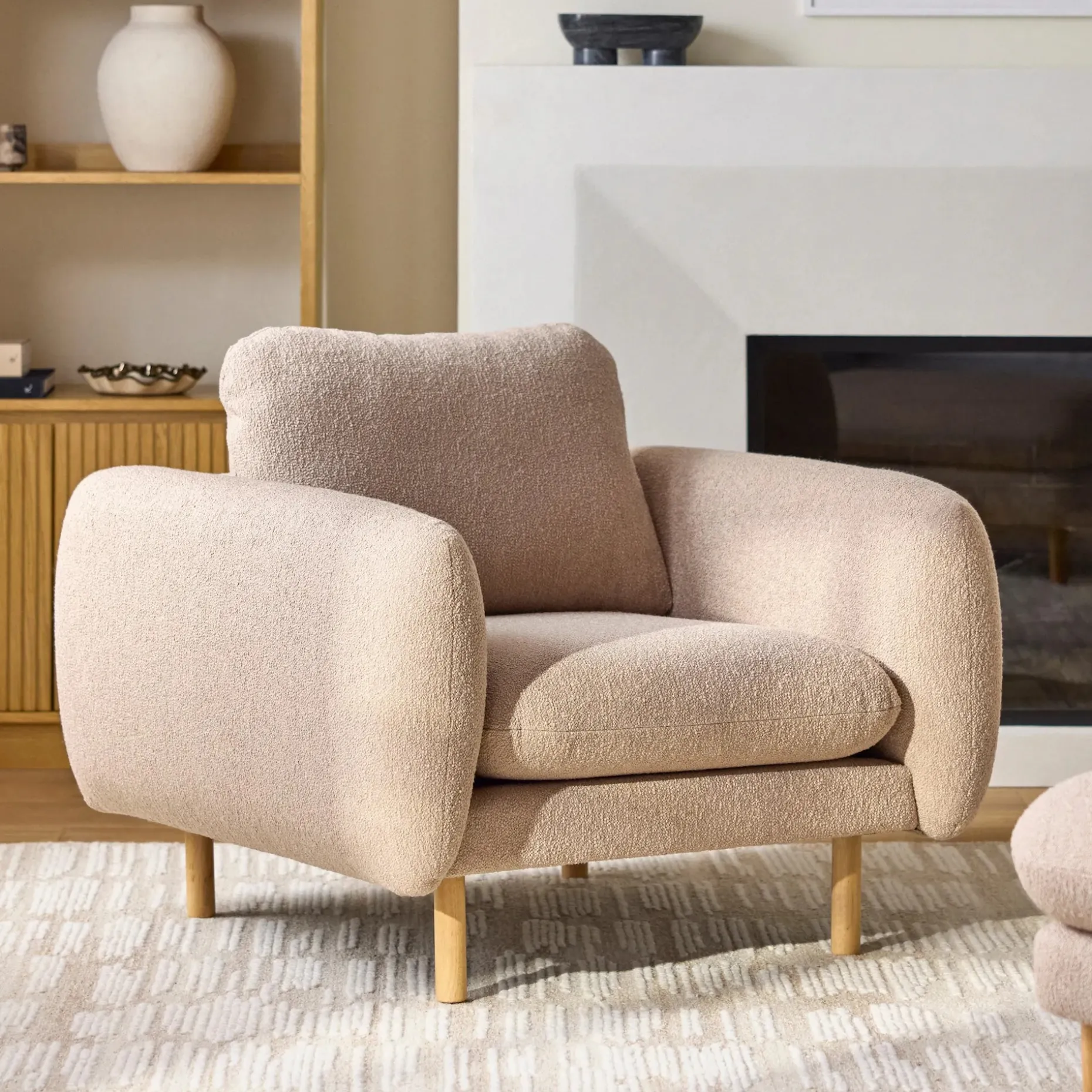 Sanders 37" Lounge Chair - Sandstone Wool Bouclé