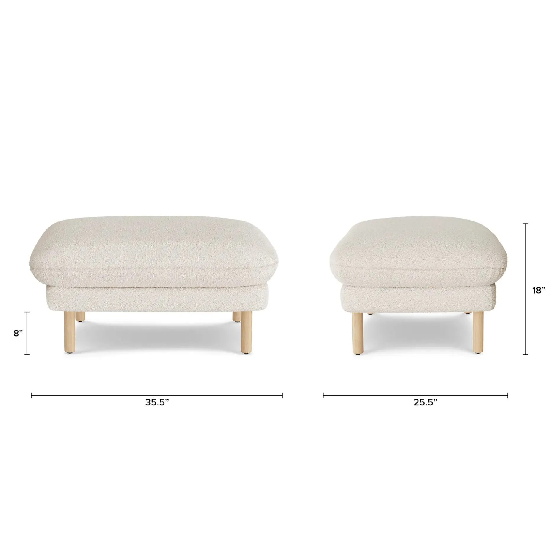 Sanders 35.5" Ottoman - Ivory Wool Bouclé