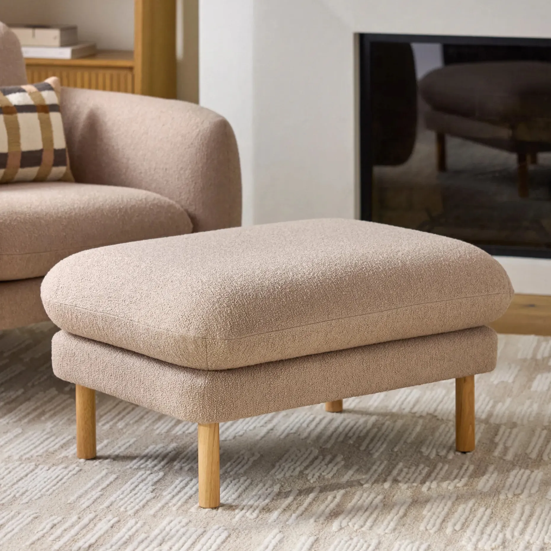 Sanders 35.5" Ottoman - Sandstone Wool Bouclé