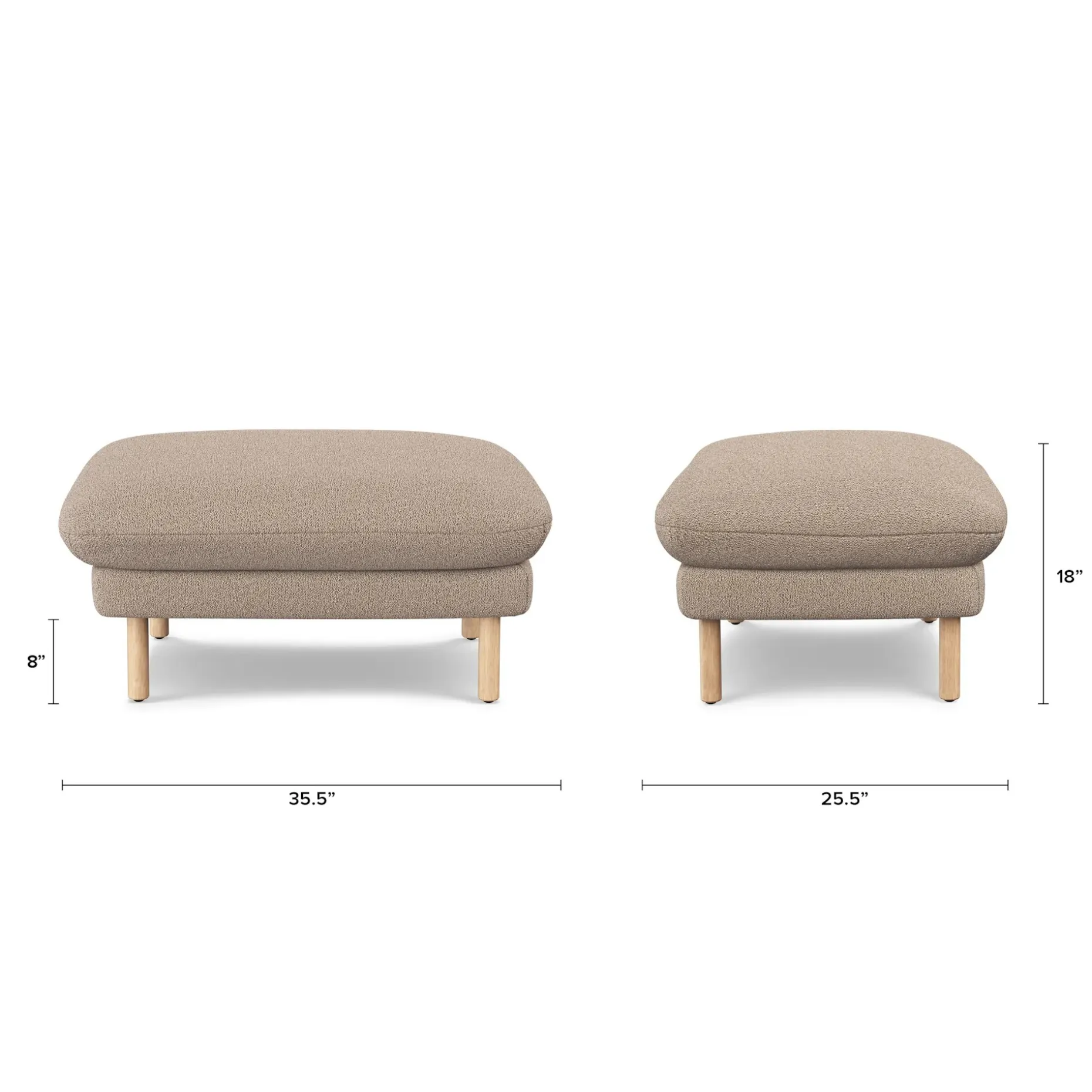 Sanders 35.5" Ottoman - Sandstone Wool Bouclé