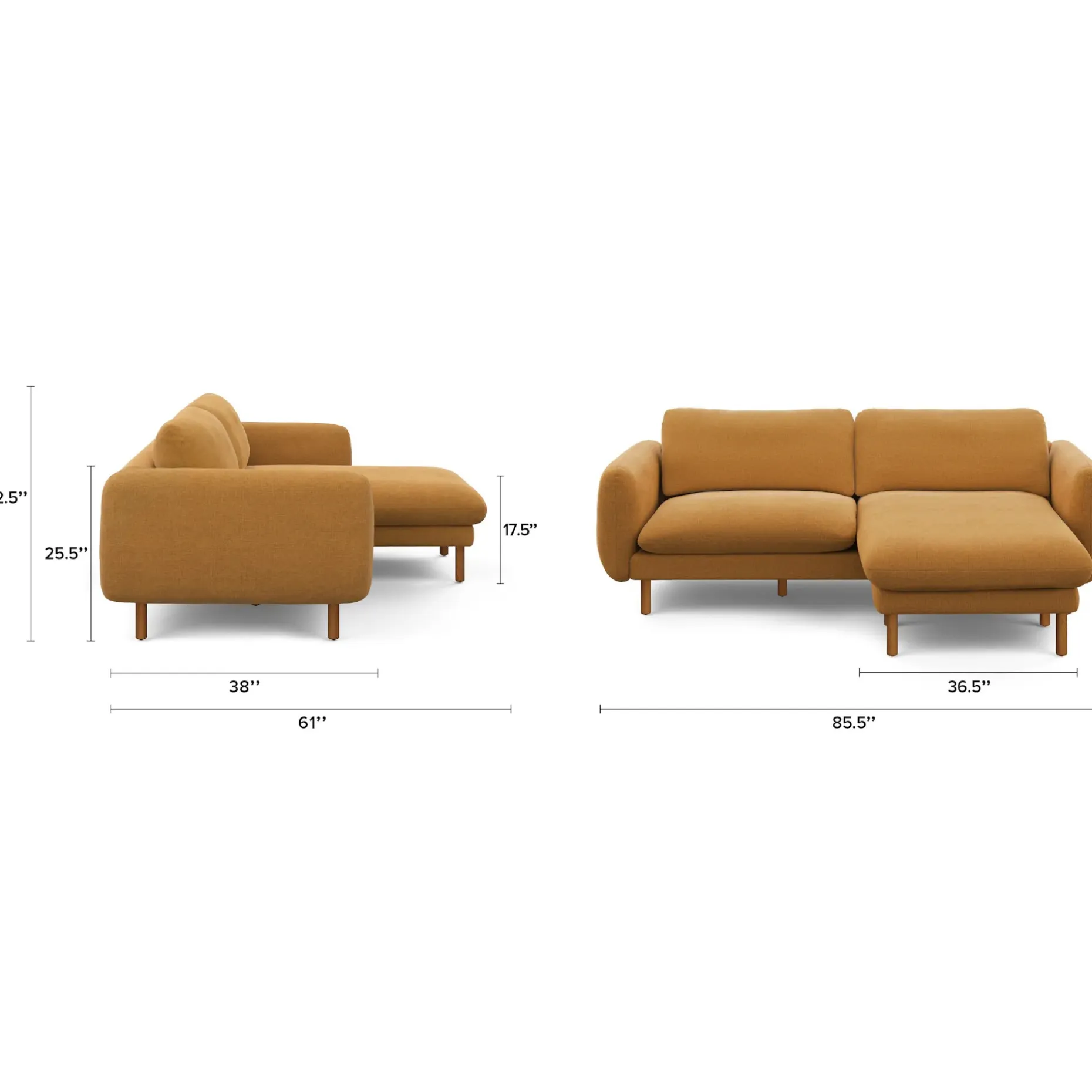 Sanders 85.5" Reversible Sectional - Hestia Ginger