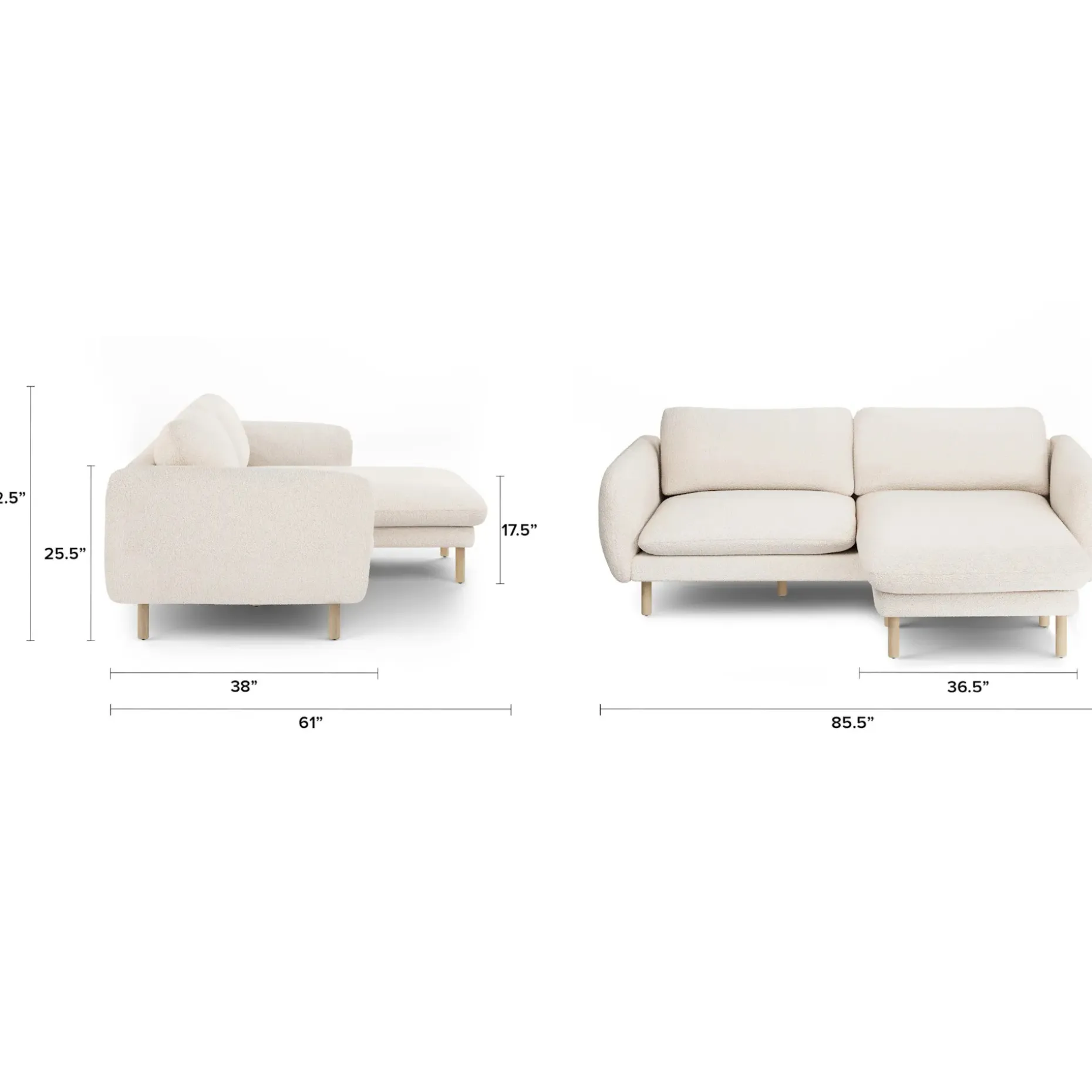Sanders 85.5" Reversible Sectional - Ivory Wool Bouclé