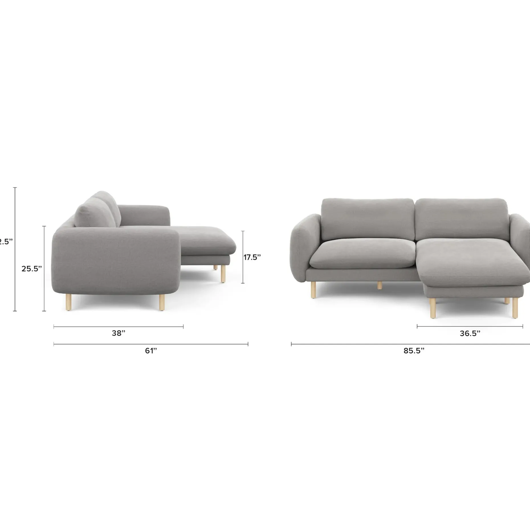 Sanders 85.5" Reversible Sectional - Hestia Gray