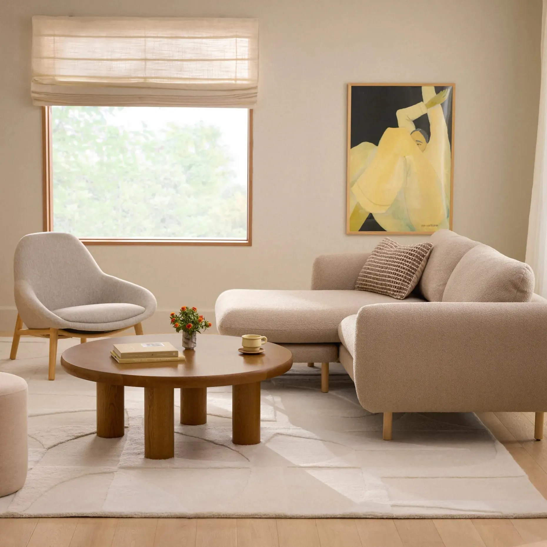 Sanders 85.5" Reversible Sectional - Sandstone Wool Bouclé
