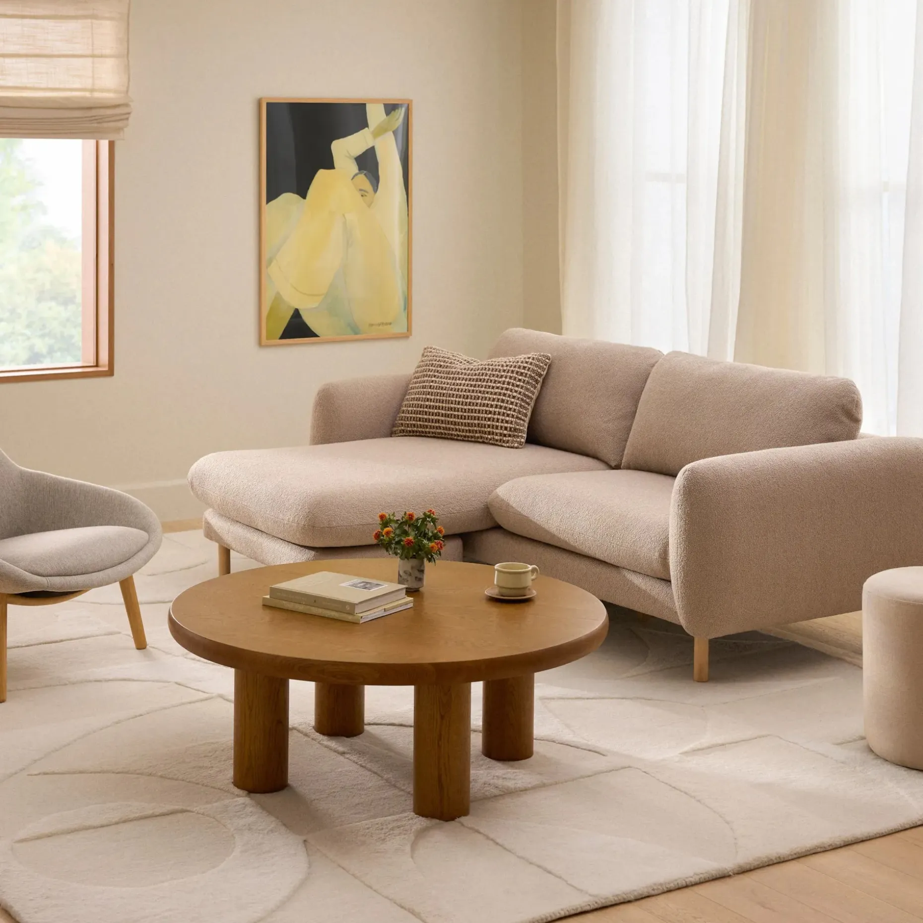 Sanders 85.5" Reversible Sectional - Sandstone Wool Bouclé