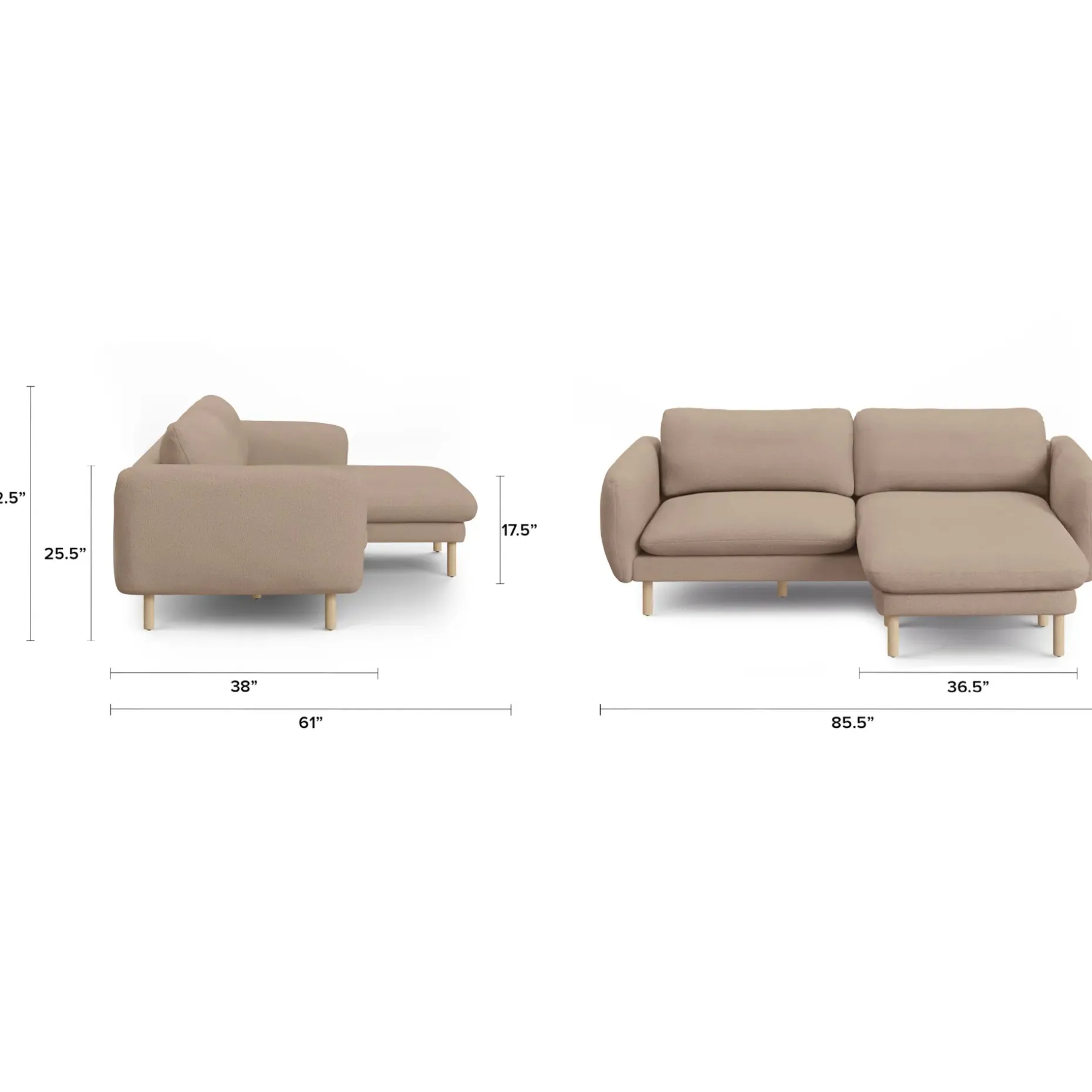 Sanders 85.5" Reversible Sectional - Sandstone Wool Bouclé
