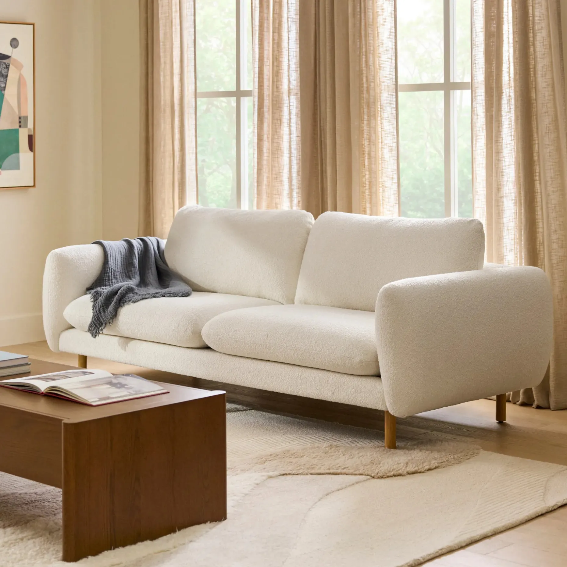 Sanders 85.5" Sofa - Ivory Wool Bouclé