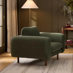 Sanders 37" Velvet Lounge Chair - Plush Pacific Green