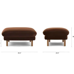 Sanders 35.5" Velvet Ottoman - Plush Pacific Brown