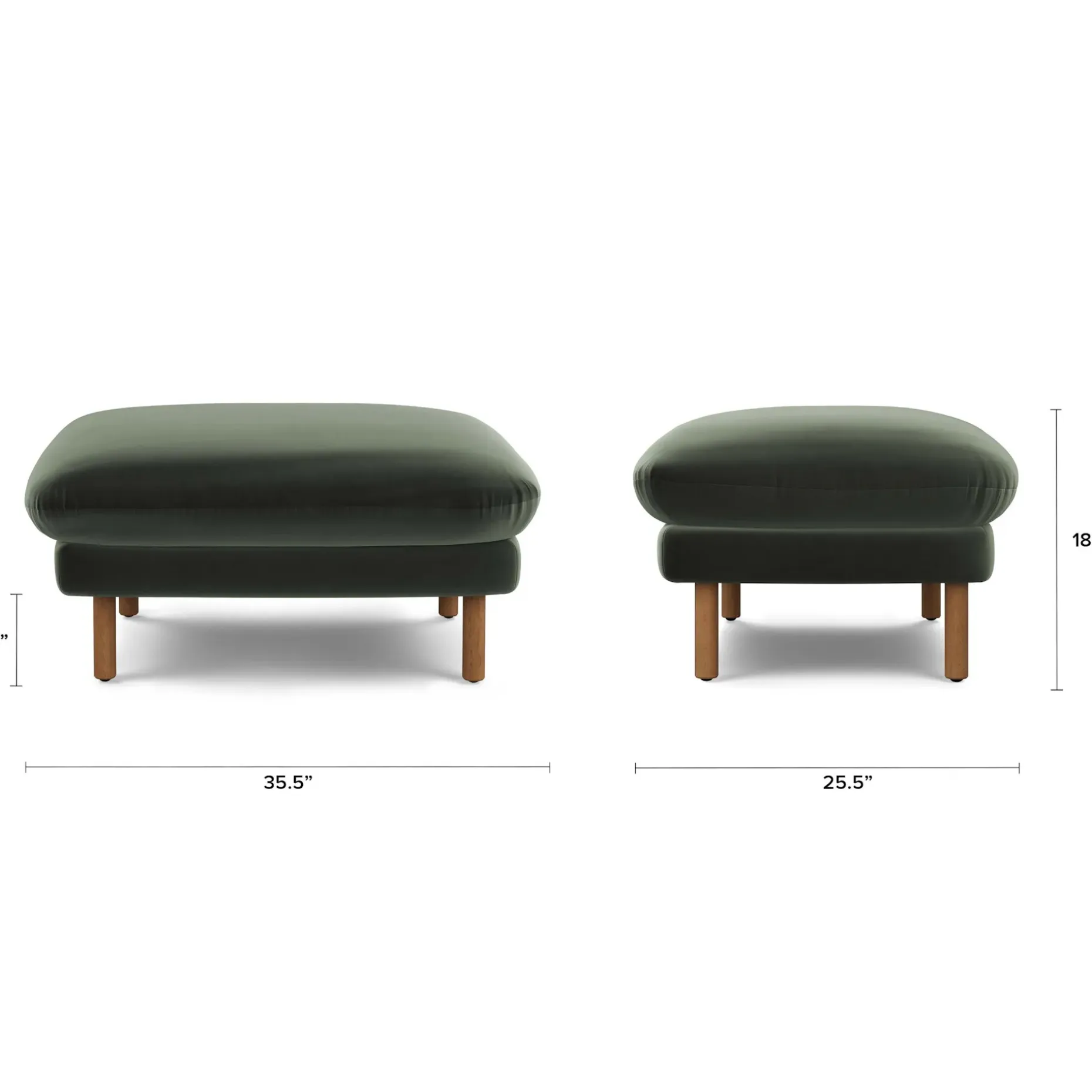 Sanders 35.5" Velvet Ottoman - Plush Pacific Green