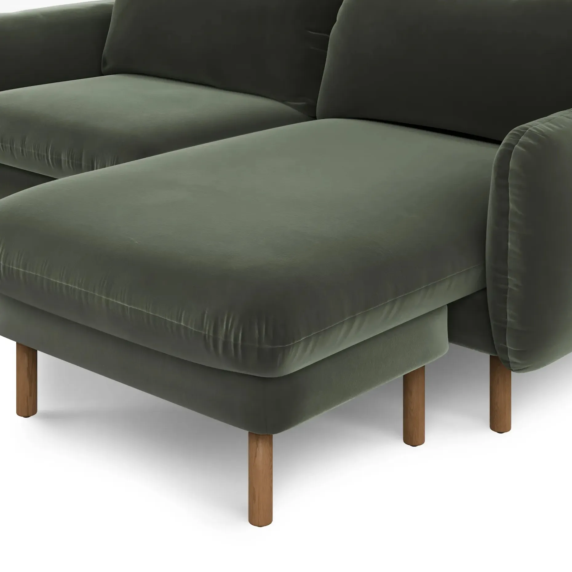 Sanders 85.5" Velvet Reversible Sectional - Plush Pacific Green
