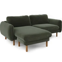 Sanders 85.5" Velvet Reversible Sectional - Plush Pacific Green