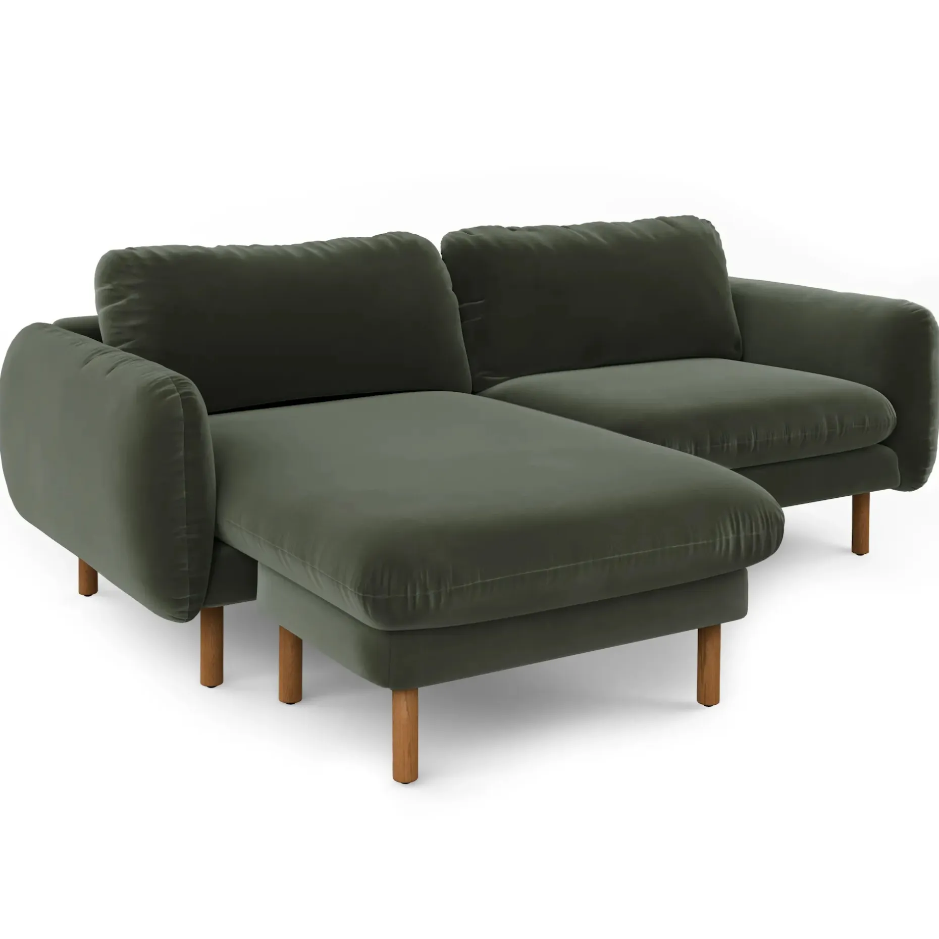 Sanders 85.5" Velvet Reversible Sectional - Plush Pacific Green