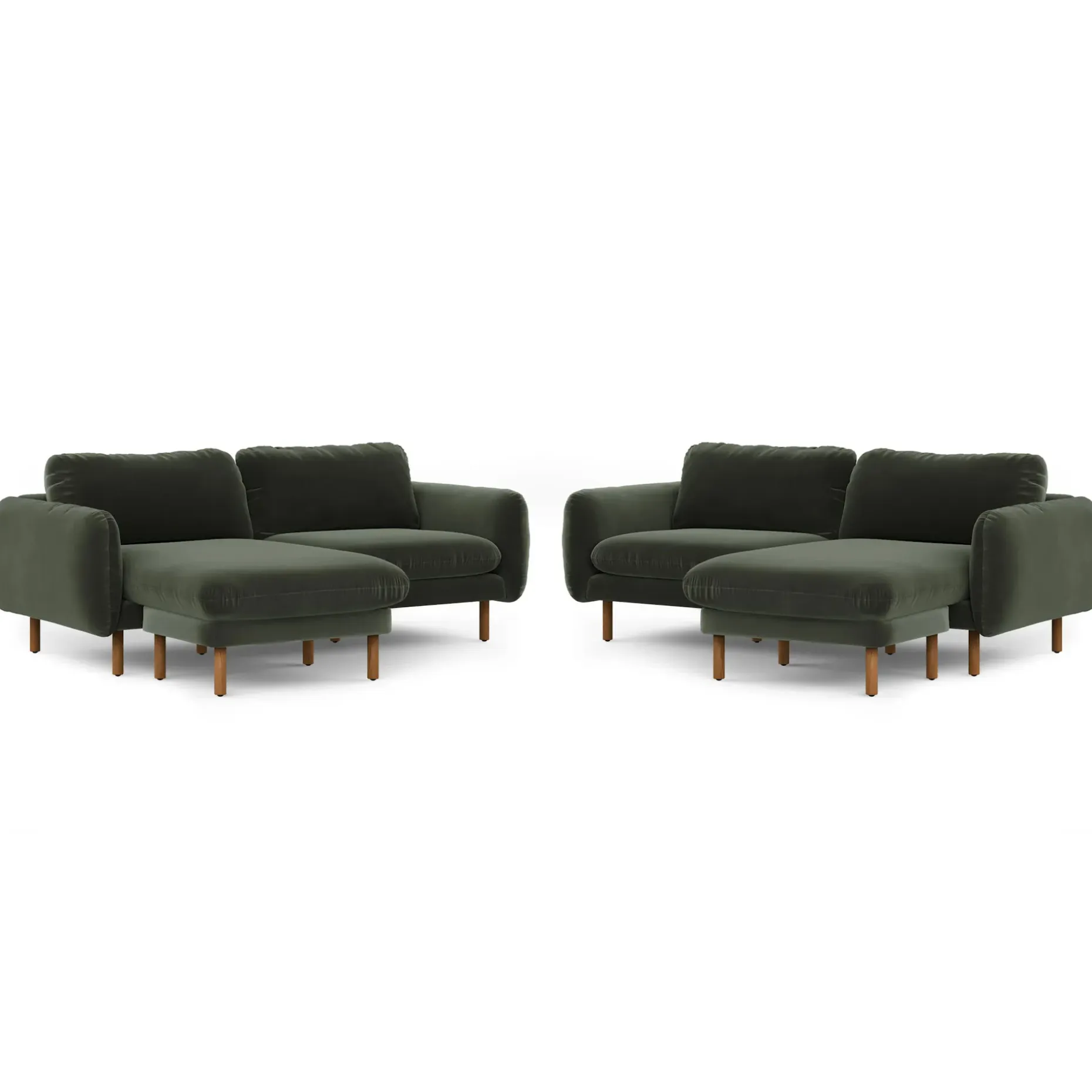 Sanders 85.5" Velvet Reversible Sectional - Plush Pacific Green
