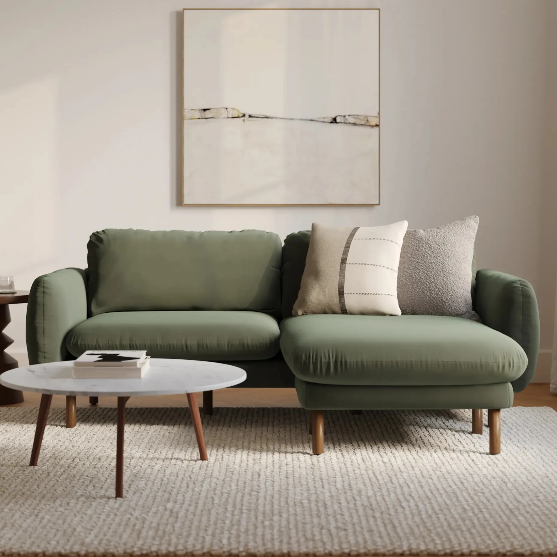 Sanders 85.5" Velvet Reversible Sectional - Plush Pacific Green