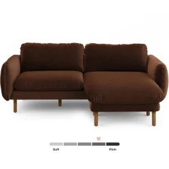 Sanders 85.5" Velvet Reversible Sectional - Plush Pacific Brown