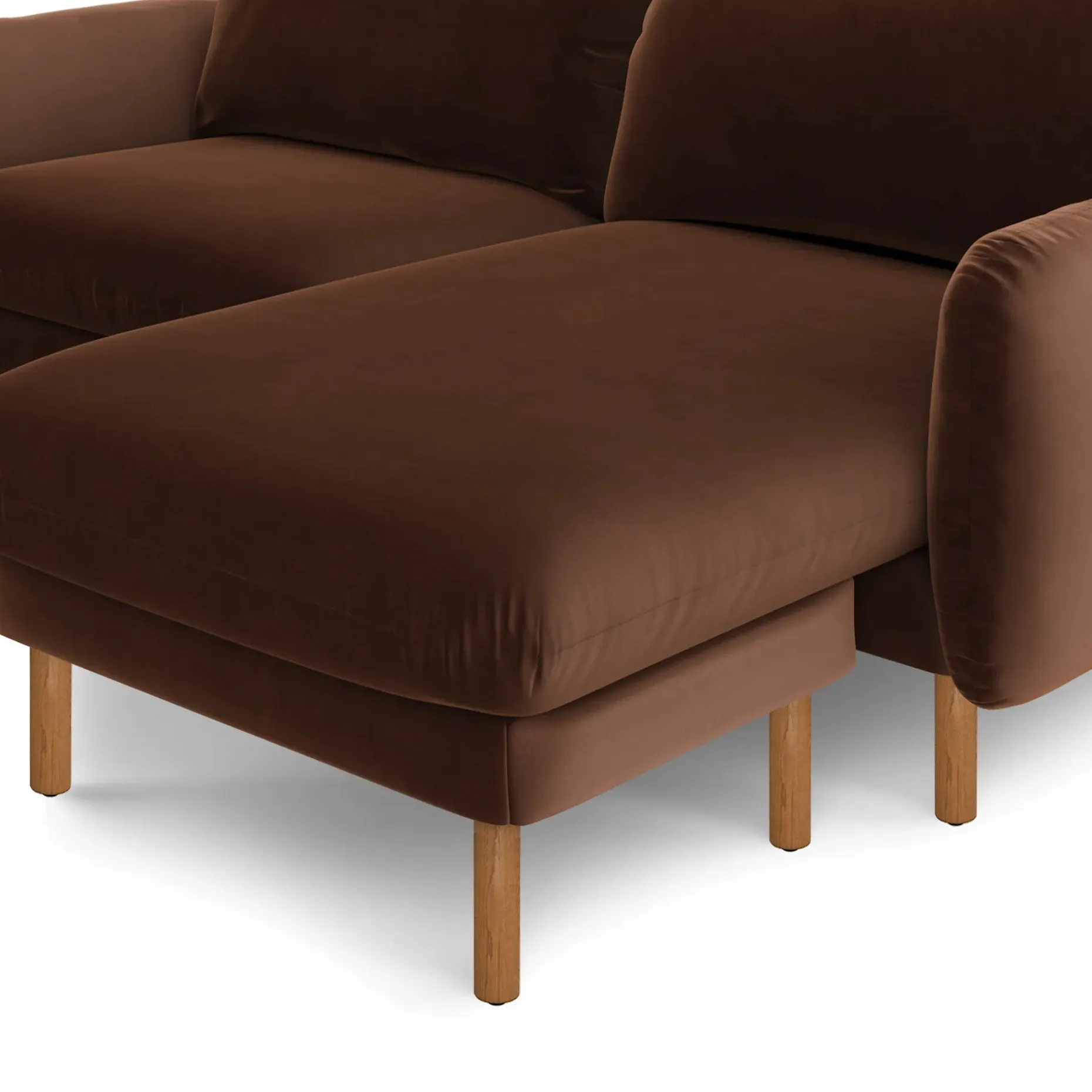 Sanders 85.5" Velvet Reversible Sectional - Plush Pacific Brown
