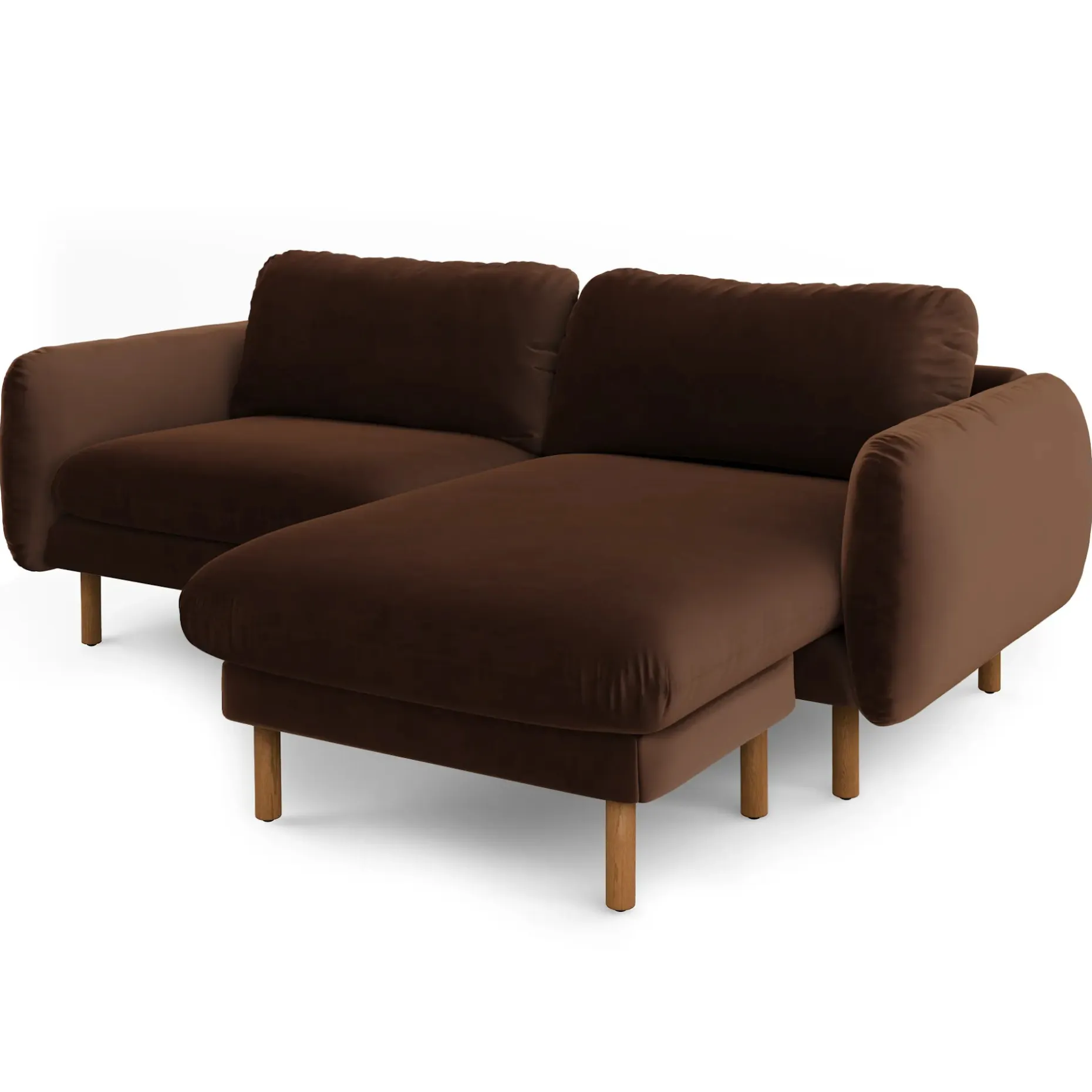 Sanders 85.5" Velvet Reversible Sectional - Plush Pacific Brown