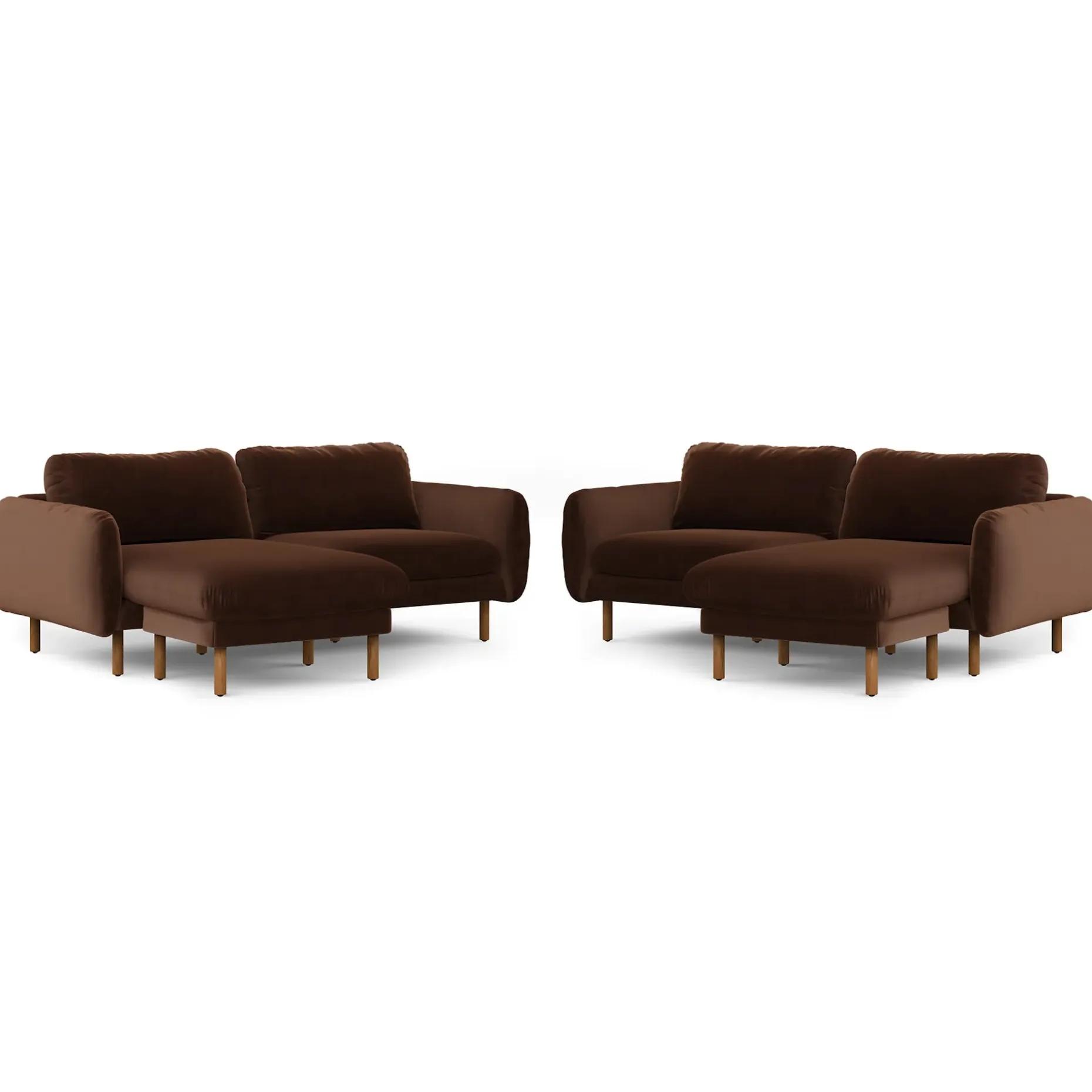 Sanders 85.5" Velvet Reversible Sectional - Plush Pacific Brown