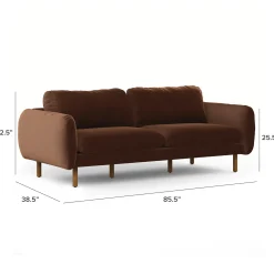 Sanders 85.5" Velvet Sofa - Plush Pacific Brown