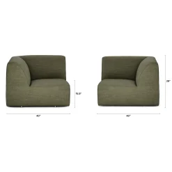 Sanna 40" Corner Chair Module - Magnet Green