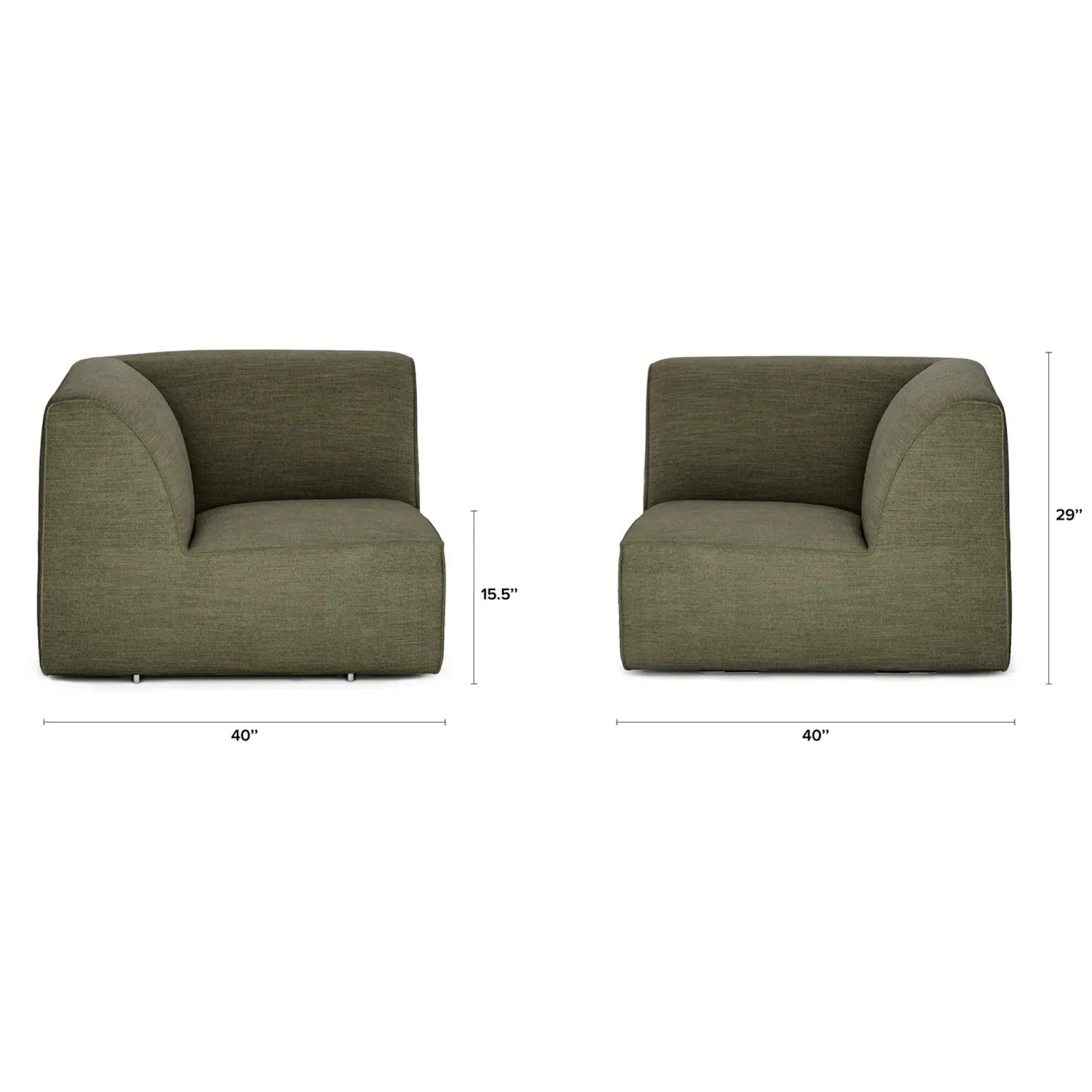 Sanna 40" Corner Chair Module - Magnet Green