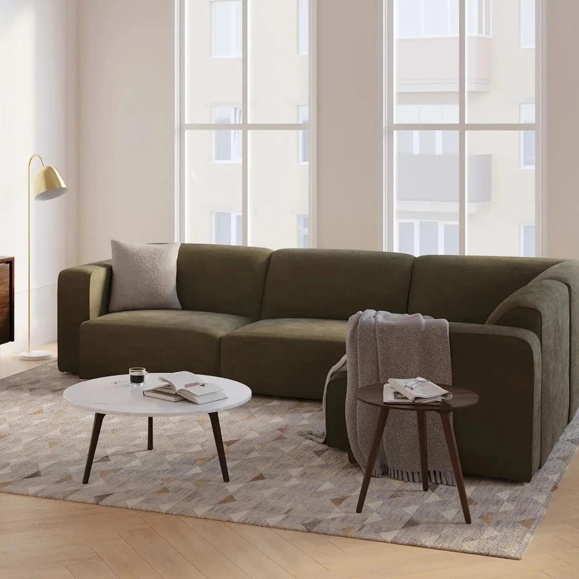 Sanna 40" Corner Chair Module - Magnet Green