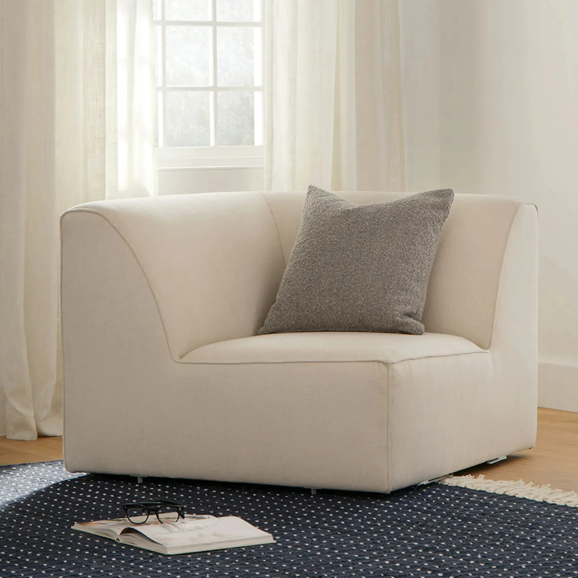Sanna 40" Corner Chair Module - Magnet Ivory