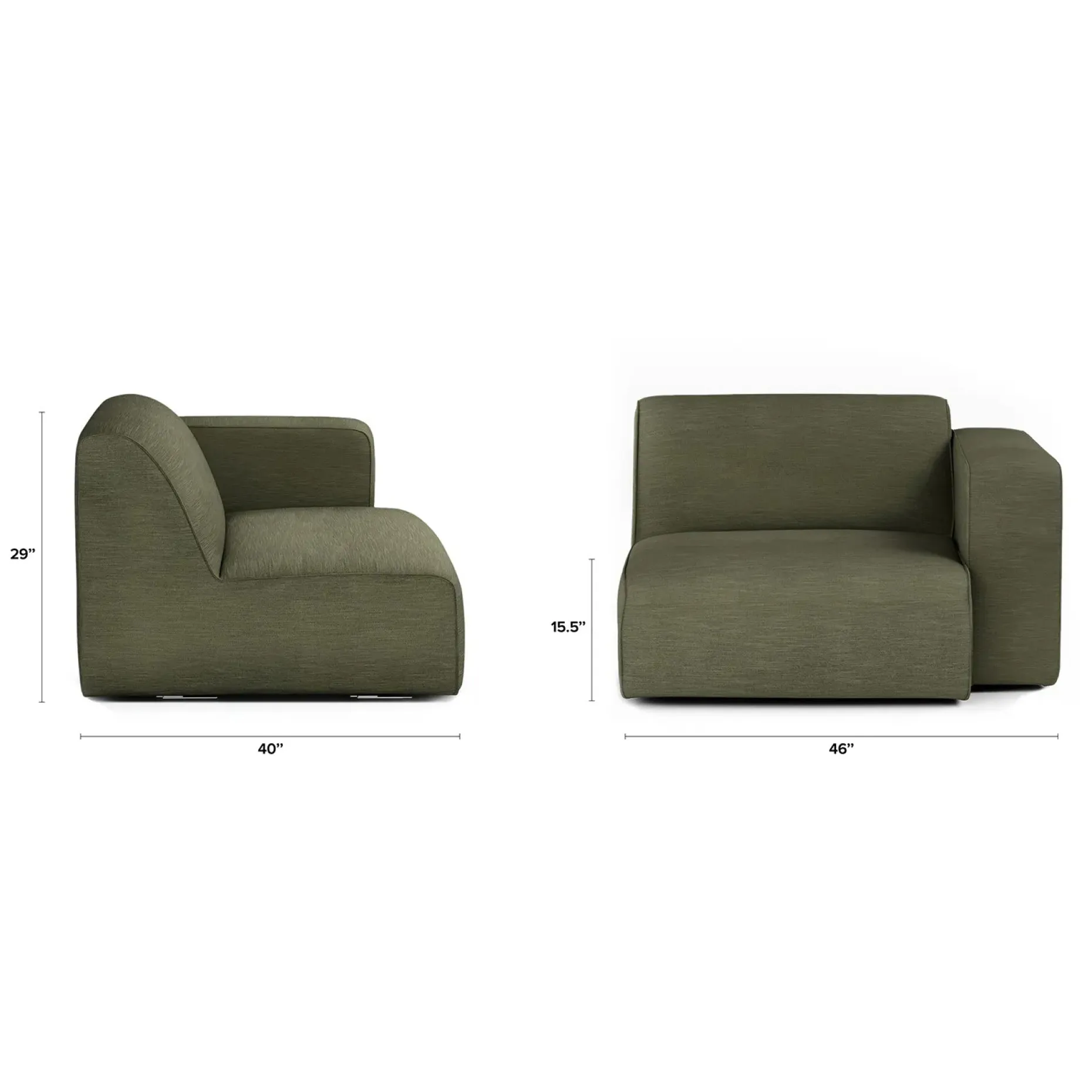 Sanna 46" Right Arm Module - Magnet Green