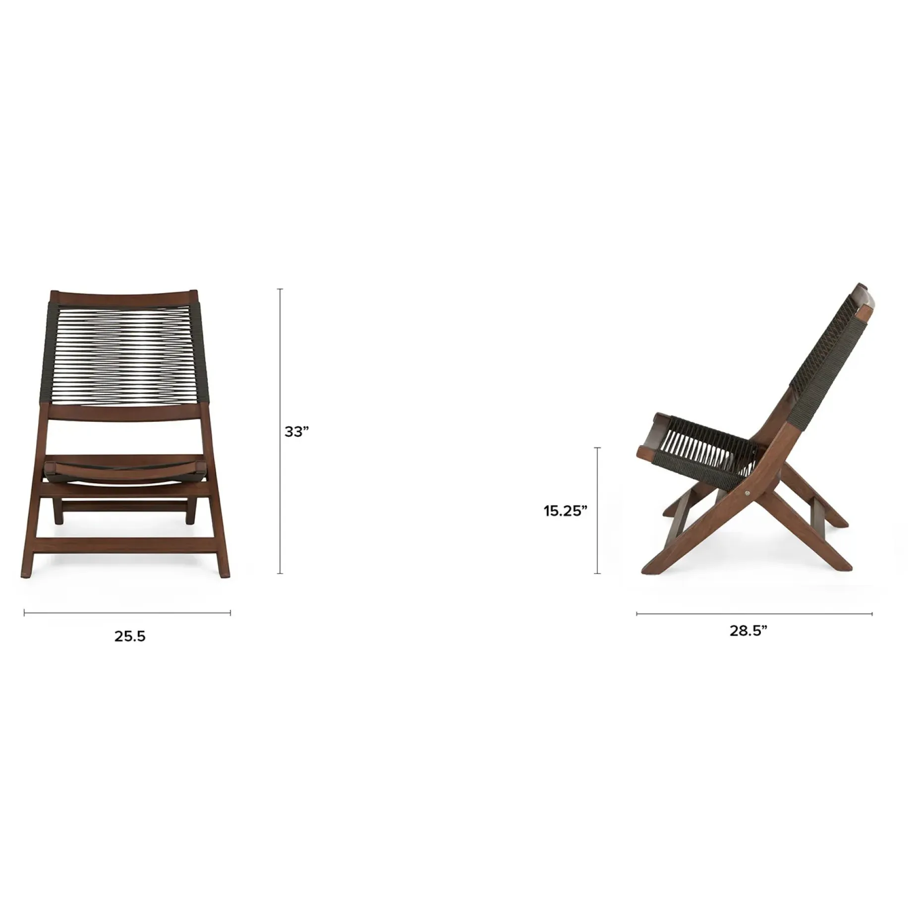 Santo 25.5" Outdoor Folding Lounge Chair Set - Charcoal