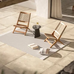 Santo 25.5" Outdoor Folding Lounge Chair Set - Ecru
