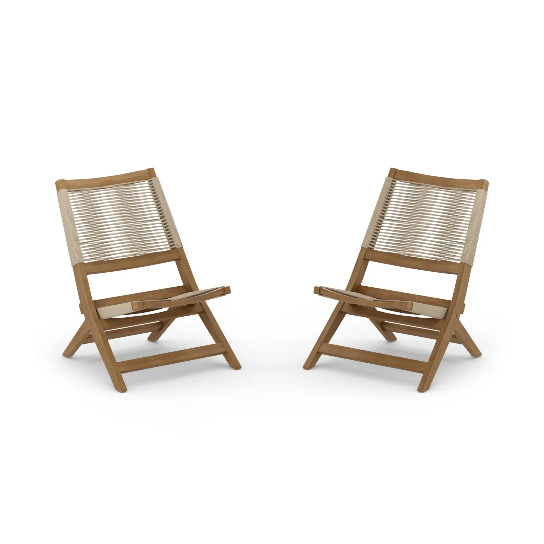 Santo 25.5" Outdoor Folding Lounge Chair Set - Ecru