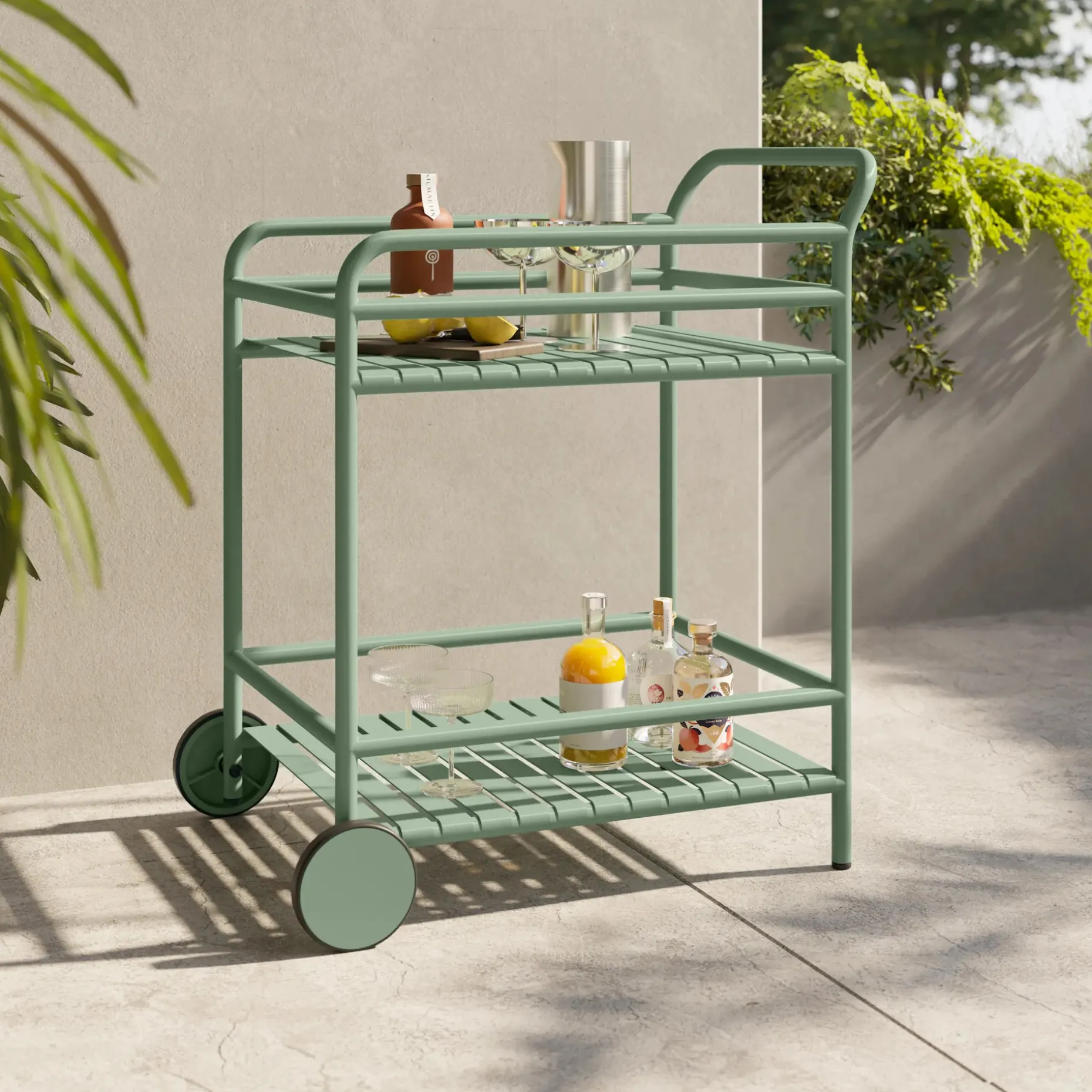 Sarek Outdoor Bar Cart - Khaki Green
