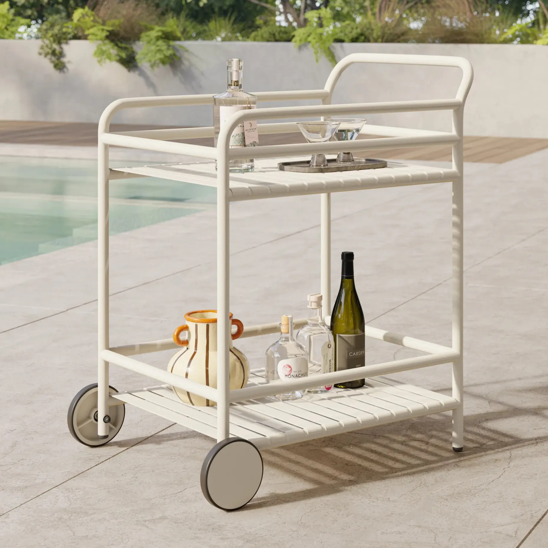 Sarek Outdoor Bar Cart - Taupe