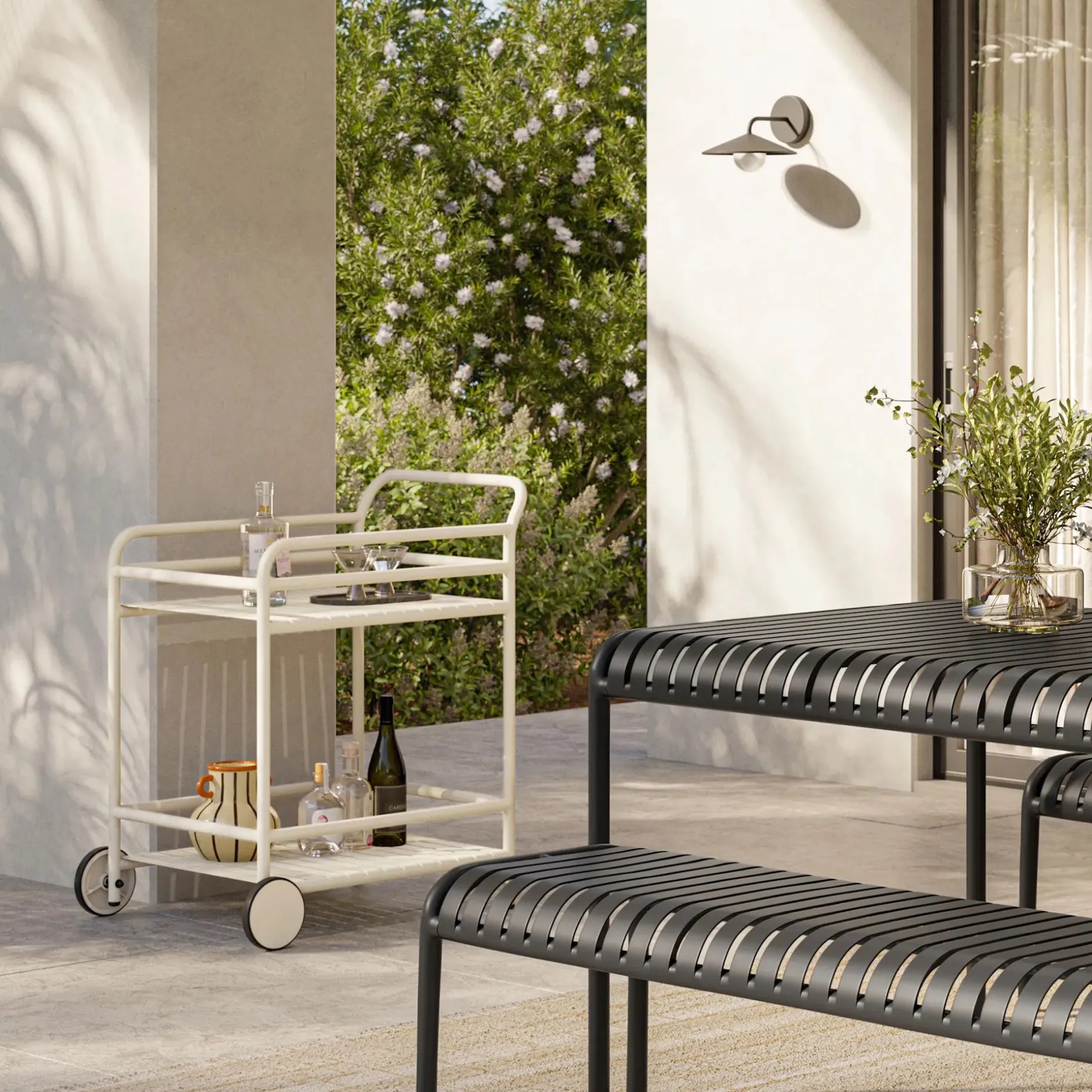 Sarek Outdoor Bar Cart - Taupe