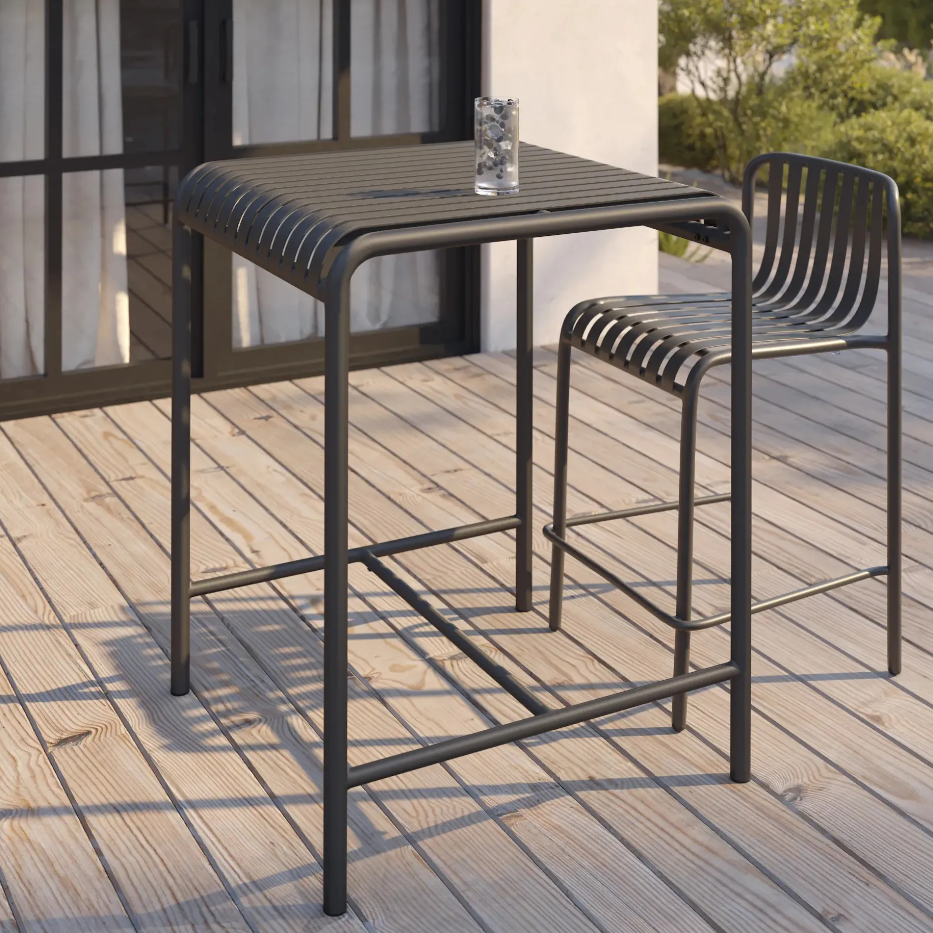 Sarek 29.5" Outdoor Bar Table - Black