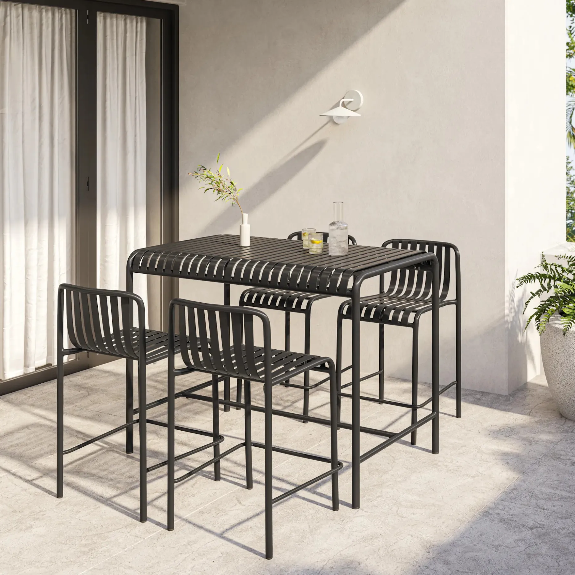 Sarek 51" Outdoor Bar Table - Black