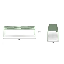 Sarek 59" Outdoor Bench - Khaki Green