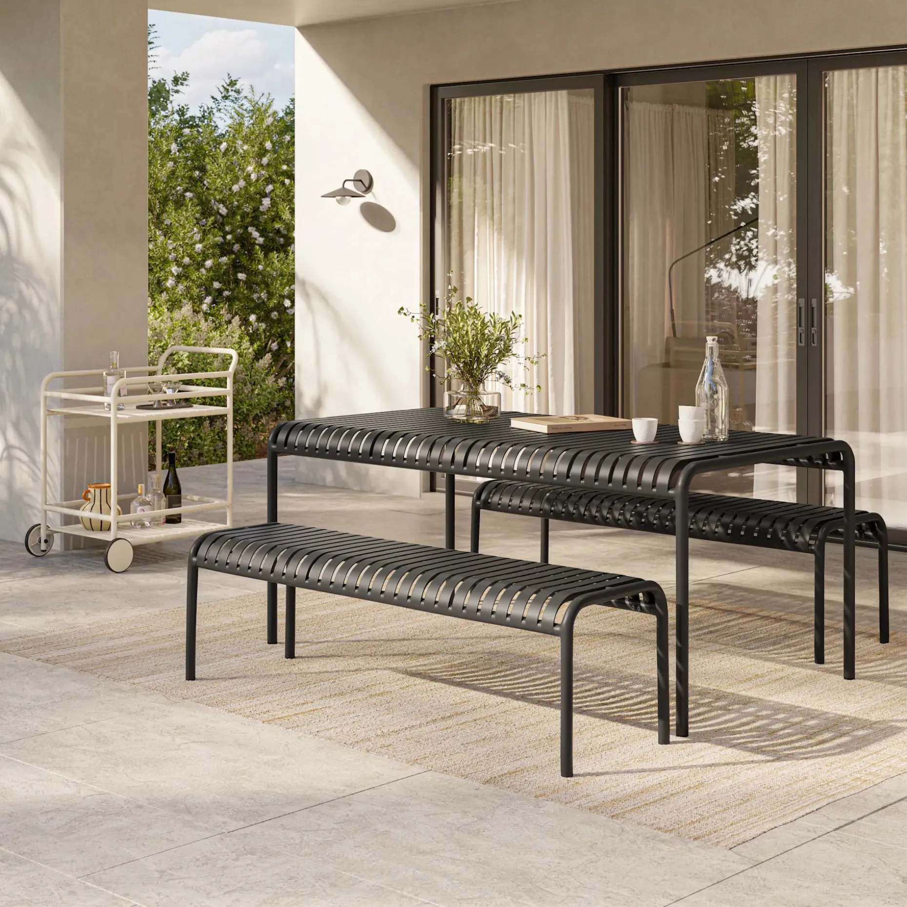 Sarek 59" Outdoor Bench - Taupe