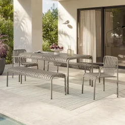 Sarek 59" Outdoor Bench - Warm Stone
