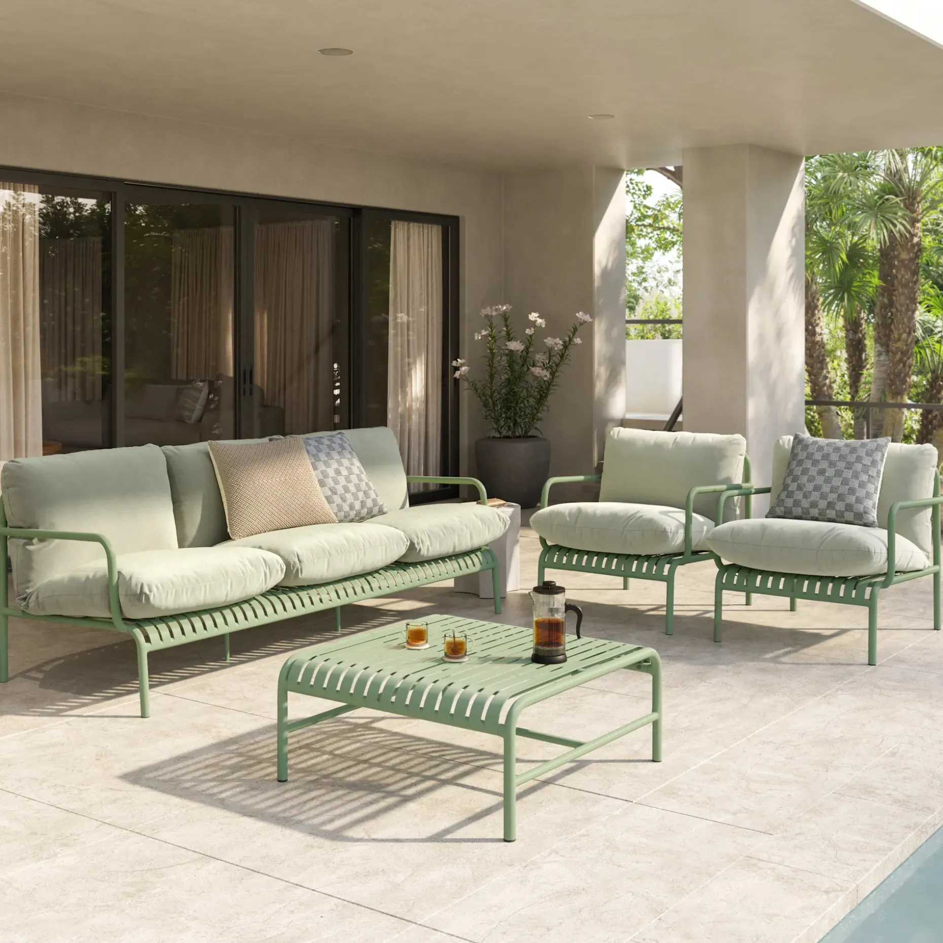 Sarek 34" Outdoor Coffee Table - Khaki Green