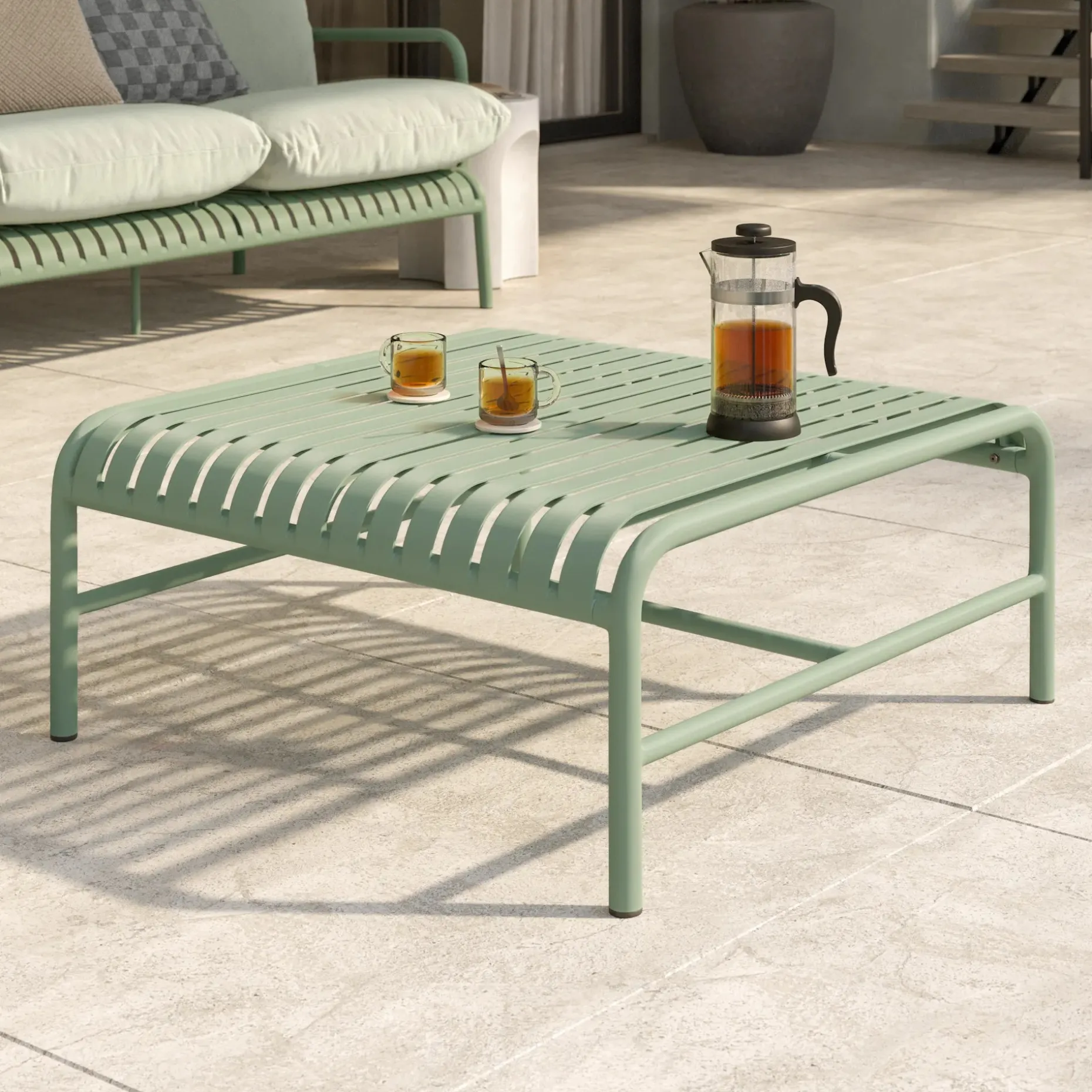 Sarek 34" Outdoor Coffee Table - Khaki Green