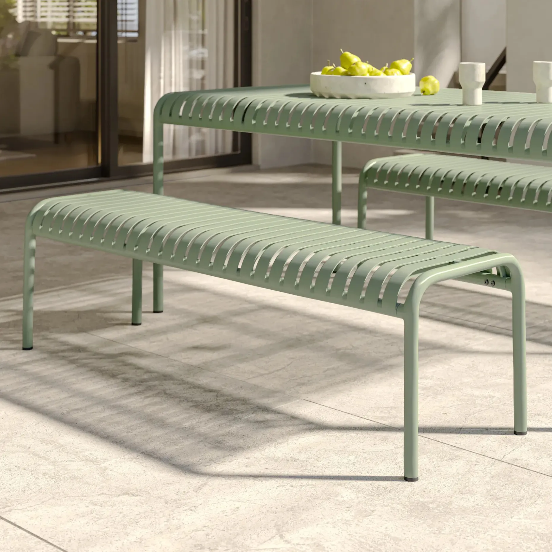Sarek 67" Outdoor Dining Table Set - Khaki Green