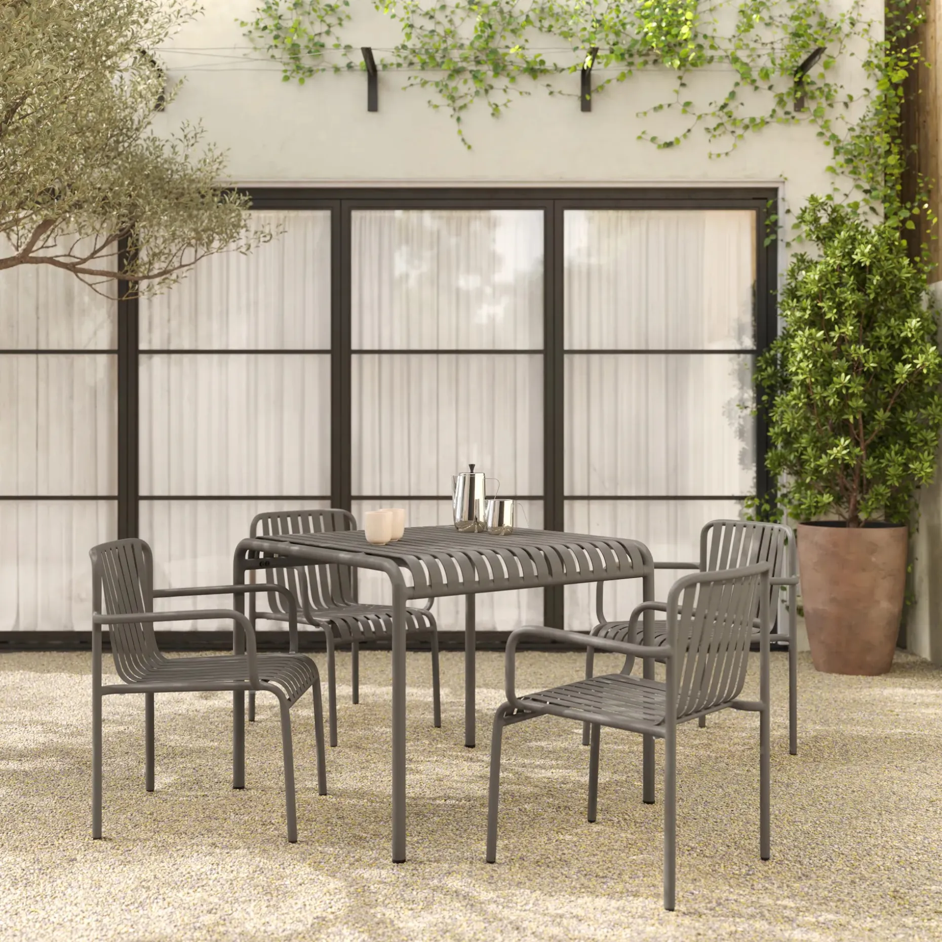 Sarek 35.5" Outdoor Dining Table - Warm Stone
