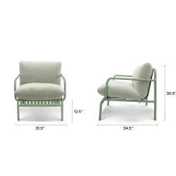 Sarek 31.5" Outdoor Lounge Chair Set - Sunbrella® Mint